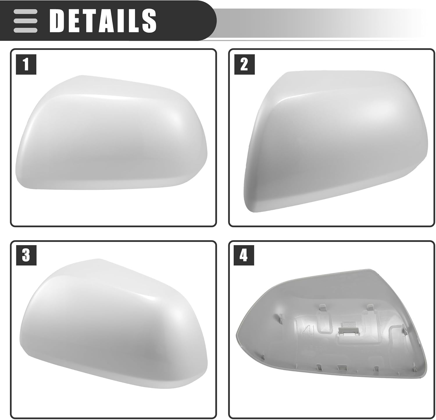 Motoforti Left Side Mirror Cover Cap, Rearview Mirror Cover Cap, for Toyota Highlander 2009-2014, ABS, White