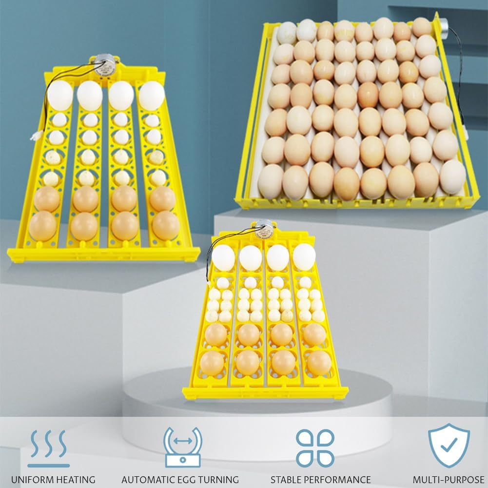 56 Egg Incubator, Automatic and Adjustable Egg Turning, Incubator for Chicken Eggs, for Hatching Poultry Chicken Duck Bird Quail (16.92x16.33x1.81 in Yellow 110V)