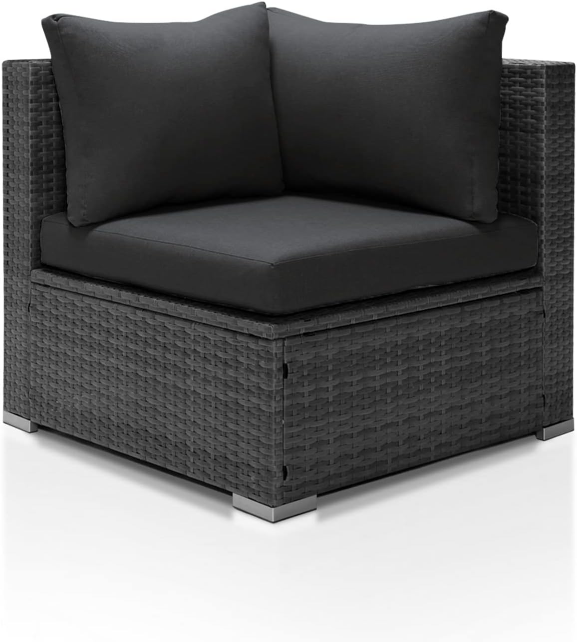 NICESOUL 29.3" High-Back Modern Luxury Patio Corner Sofa, Outdoor Furniture Piece Wide Deep Seat, All-Weather Wicker Modular Sectional Seating for Backyard, Deck, Sunroom, Dark Grey