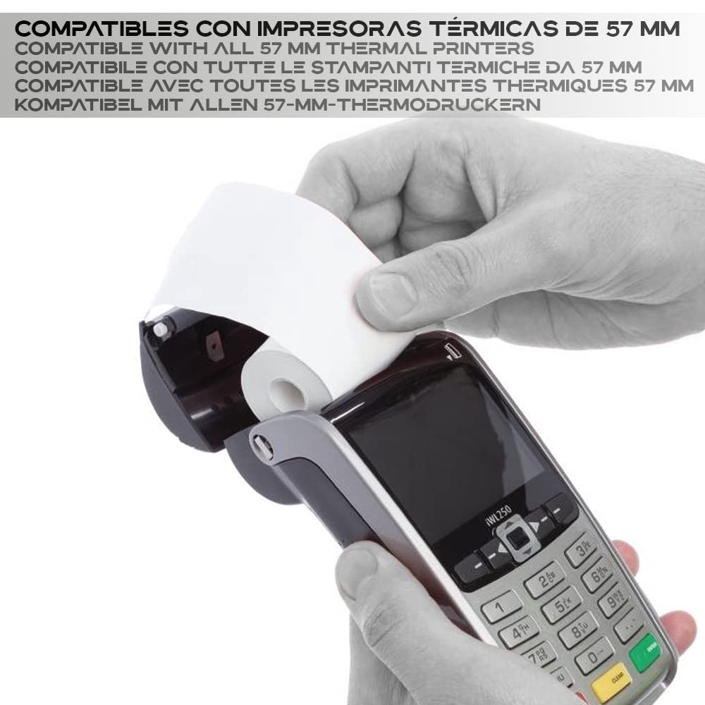 TOROTECH Rollos de Papel Térmico Blanco para Datáfonos 57x35x12mm - 18 Rollos -Ecológicos Sin BPA - Bobinas para Tickets Terminales Tarjetas Crédito Rodillos Impresora POS Alta Durabilidad (18)