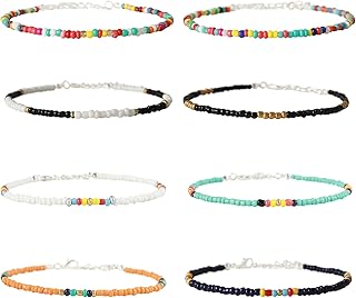 Long tiantian Summer Ankle Bracelets for Women set Boho Surfer Wave Bracelet Waterproof Handmade Beaded Rope Adjustable Anklets Bracelet for Teen Girls, Braided rope, other,