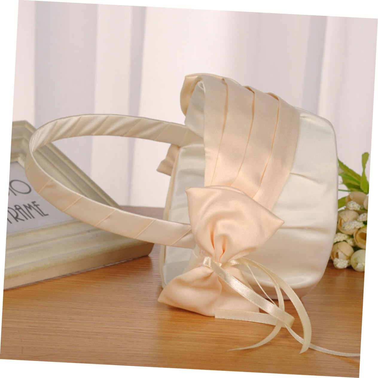 2 Stck. Kleiner Blumenkorb Gitter Mädchenkorb Für Die Hochzeit Zubehör Perle Hochzeitskorb Eimerhut Für Die Braut Ringe Für Die Brautdusche Braut- Romantisch Kernstück Reize Stoff