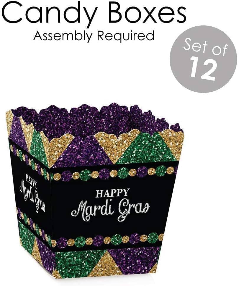 Big Dot of Happiness Mardi Gras - Masquerade Party Treat Box Party Favors – Gable Boxes, Popcorn Boxes, and Mini Candy Boxes Party Virtual Bundle