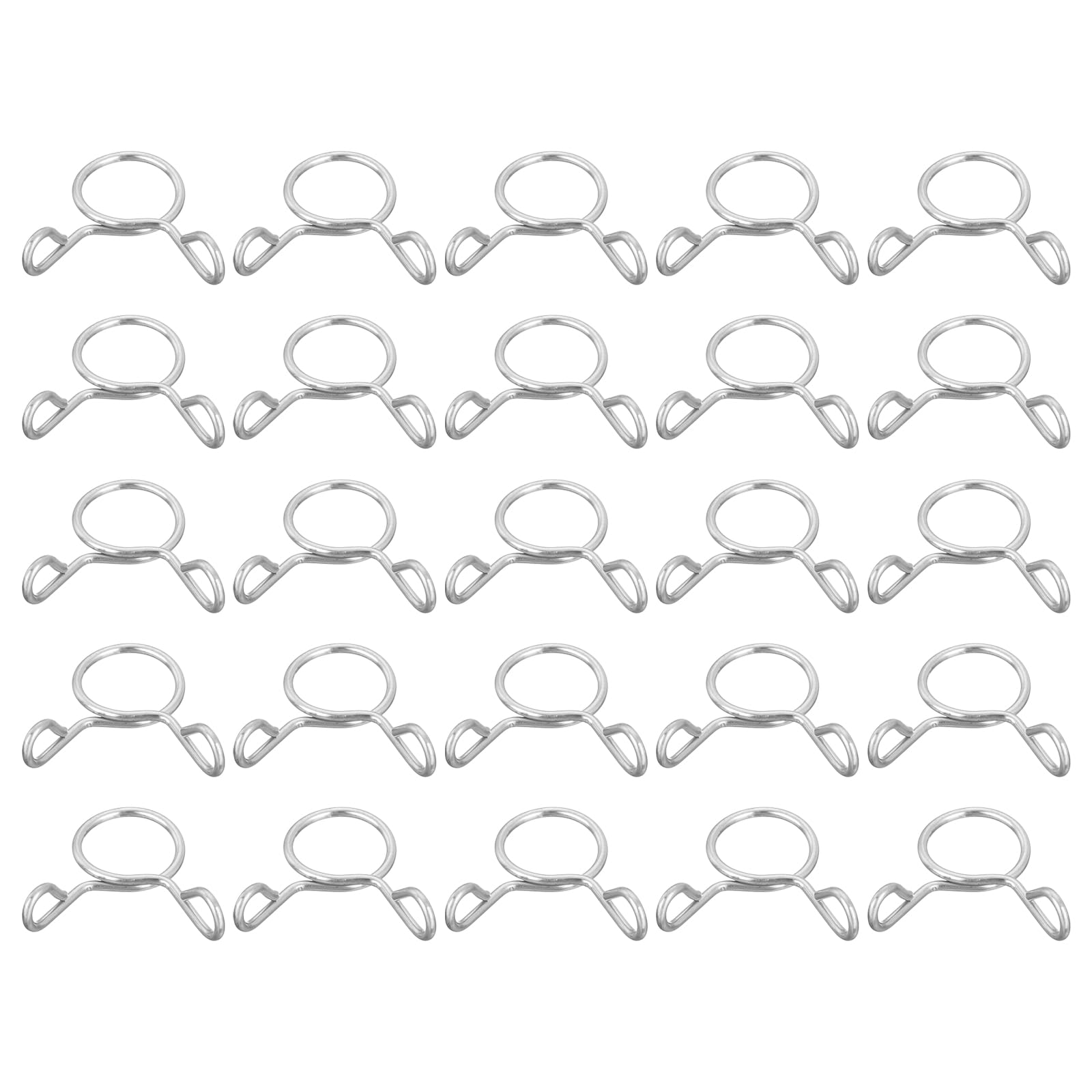 sourcing map 25 Pcs Fuel Line Hose Tubing Spring Clips, 9mm Inner Dia 304 Stainless Steel Water Pipe Spring Clip Clamps for Motorcycle Scooter ATV