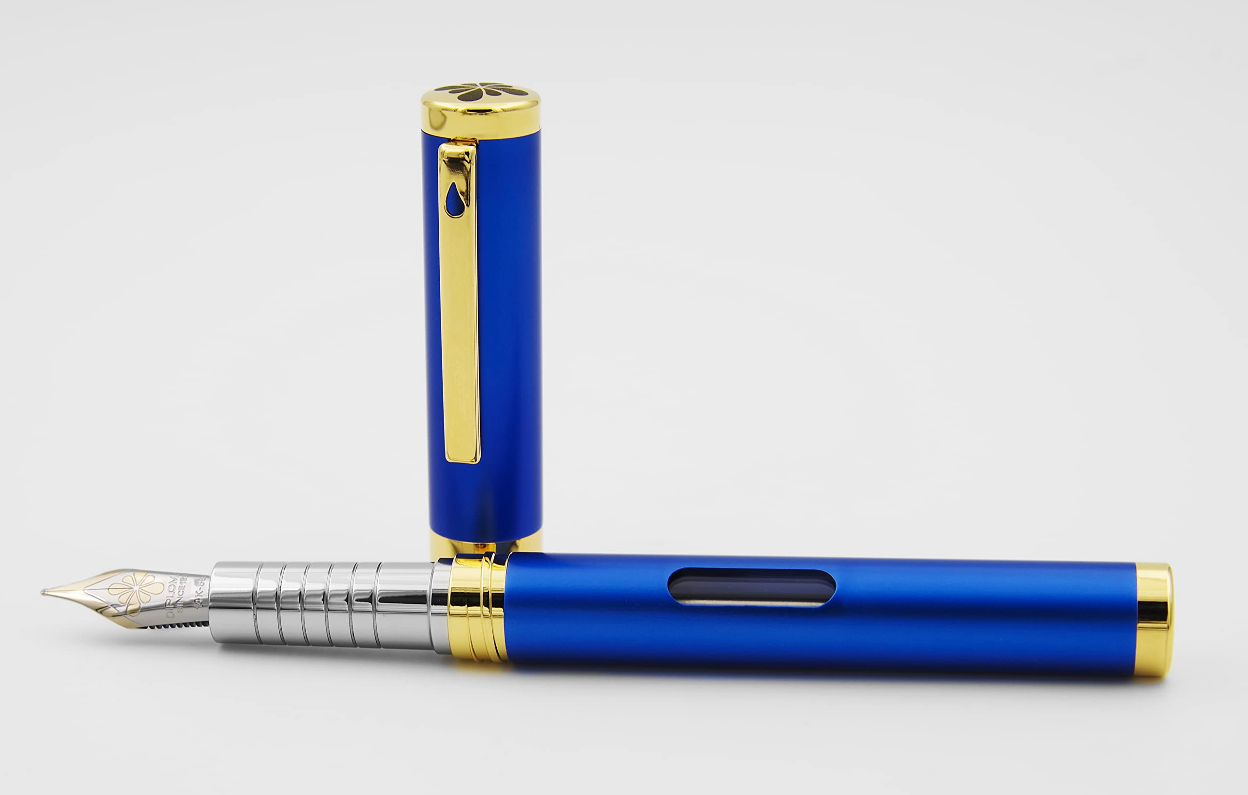 DIPLOMAT NEXUS Füllhalter Goldfeder mit Tintenglas Blau/Federstärken: EF 14kt/ Füllfederhalter/Handgefertigt/mit Geschenkbox/Füllhalter Füller Fountain Pen/Farbe: Blau/Chrom