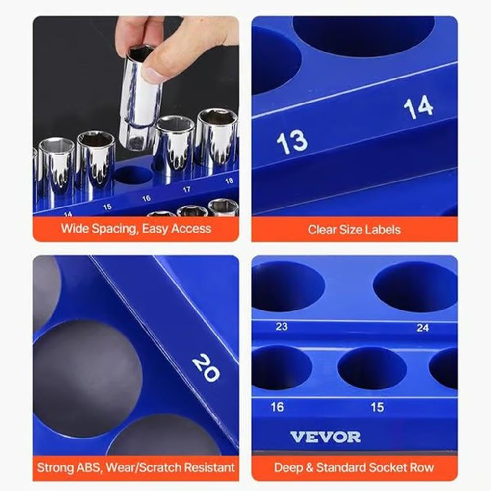 Bulevisiter 3 Pz/set Di Plastica Socket Tray Rail Rack Storage Holder Organizer 1/4 3/8 1/2 - Foto 7