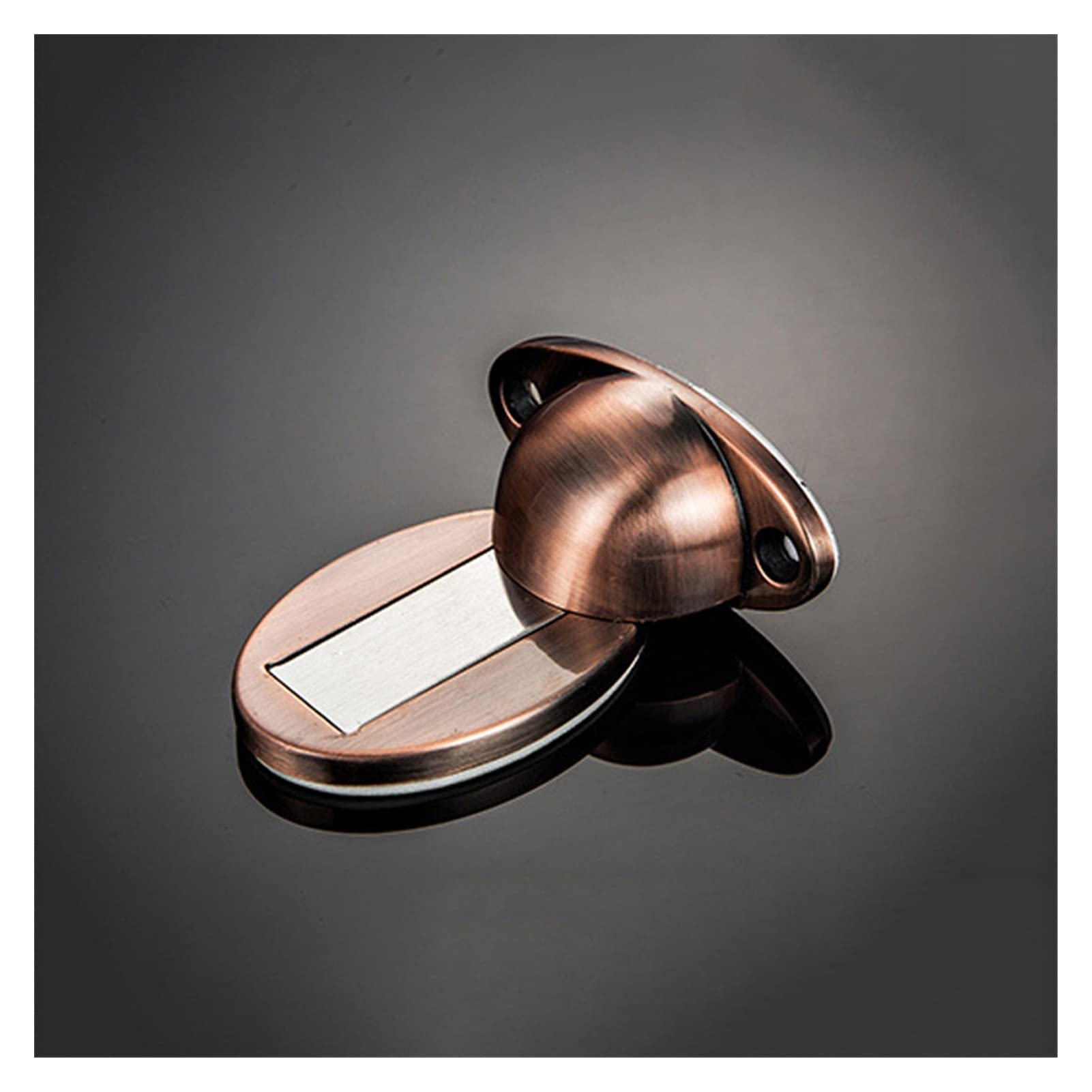 Self-Adhesive Door Stopper,Bumper Buffer, Thicknessed Zinc Alloy Sticker Hidden Holders Catch Floor Nail-Free Doorstop Hardware(Red Bronze)