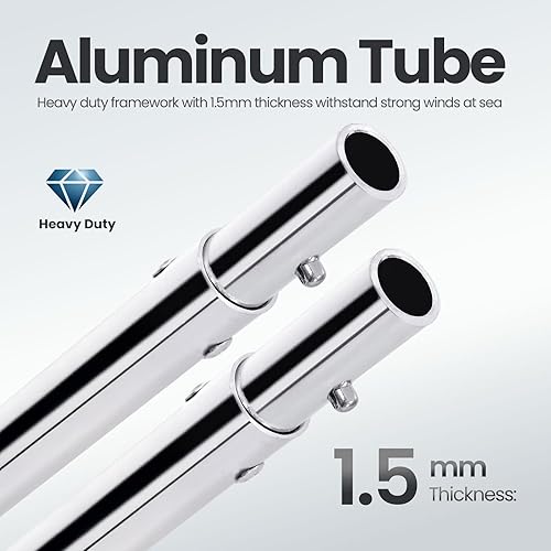 Miniatura 5 de KING BIRD Toldo Superior de Barco Bimini de 3-4 Arcos Protección Solar Toldo de Barco Impermeable Marco de Aluminio Inoxidable de 1 Pulgada 46" de