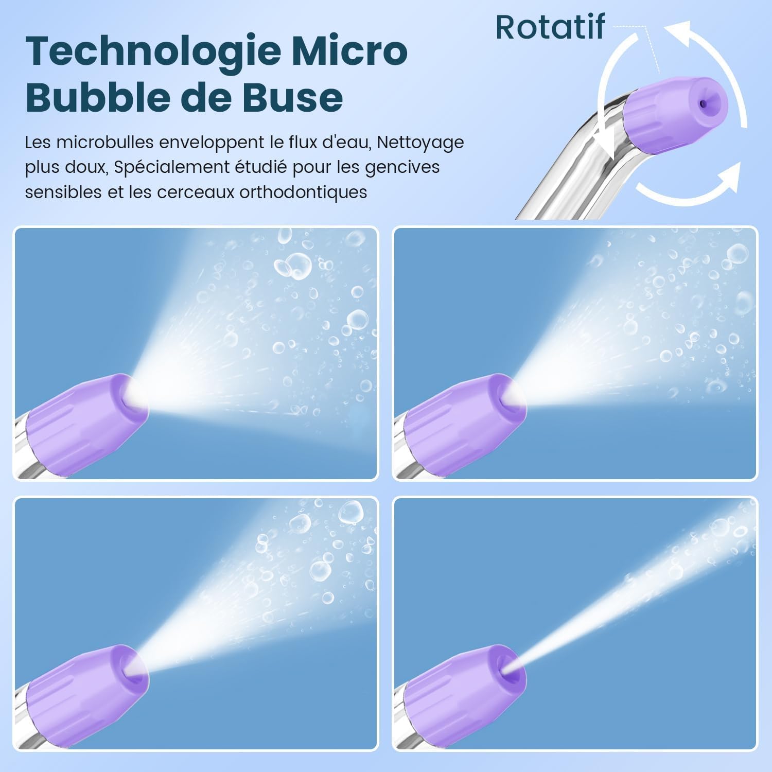 AUIEI Jet dentale Hydropulseur Portable Water Flosser, Irrigatore orale 5 modalità e 8 ugelli, serbatoio 300 ml, USB caricato, impermeabile IPX7, adatto Gencive Sensible (nero)