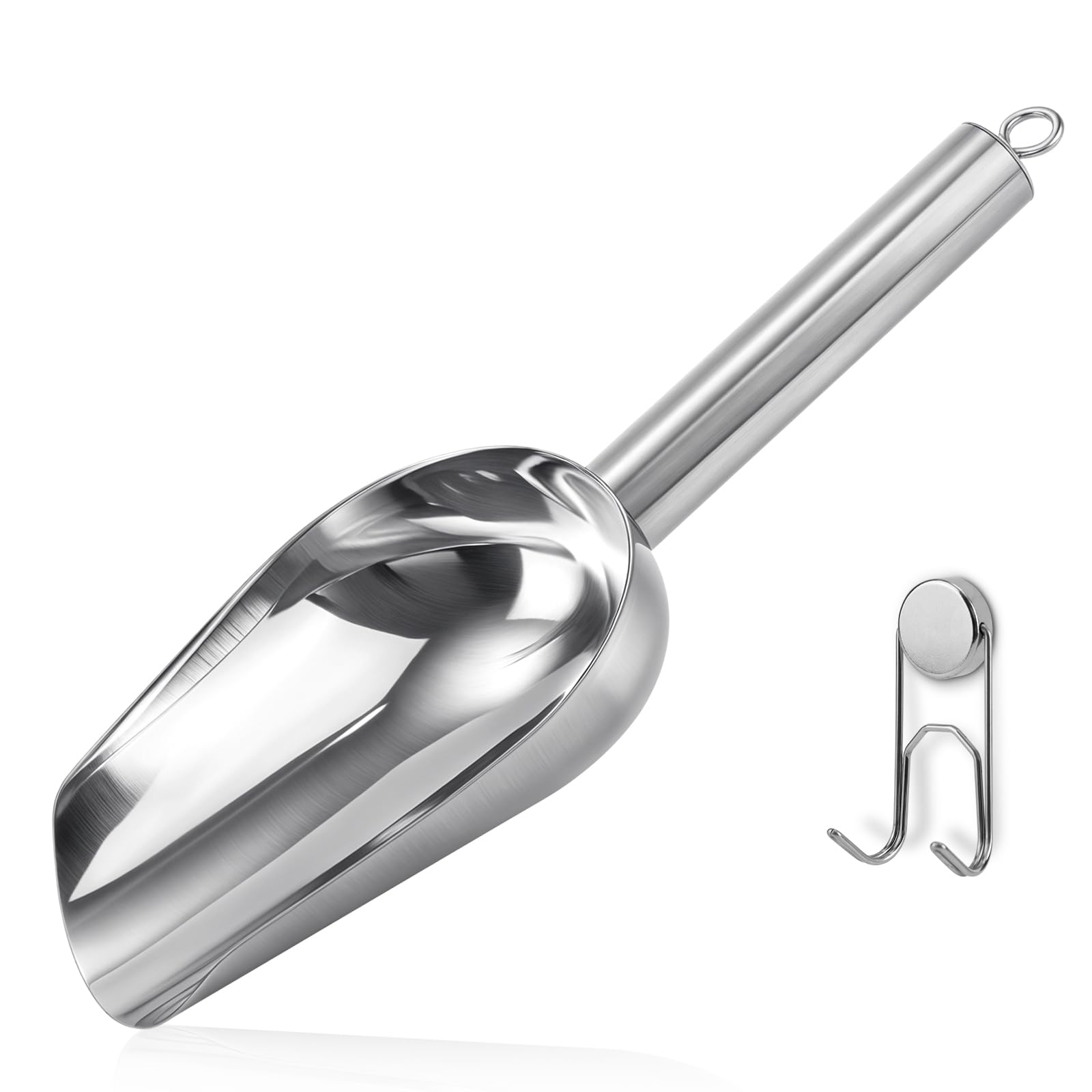 Eisschaufel aus Edelstahl mit Magnetischer Halterung, Kompatibel mit GE Profile Opal 2.0 Nugget Eismaschine Praktisches Bar und Küchenzubehör (Silber)