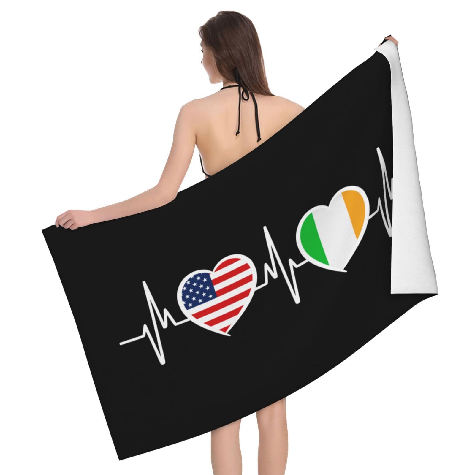 HLBSDM Microfiber America Irish Flag Beach Towel Quick Dry Soft Sand Free Beach Towels for Pool Swim Beach Lightweight Thin Towels