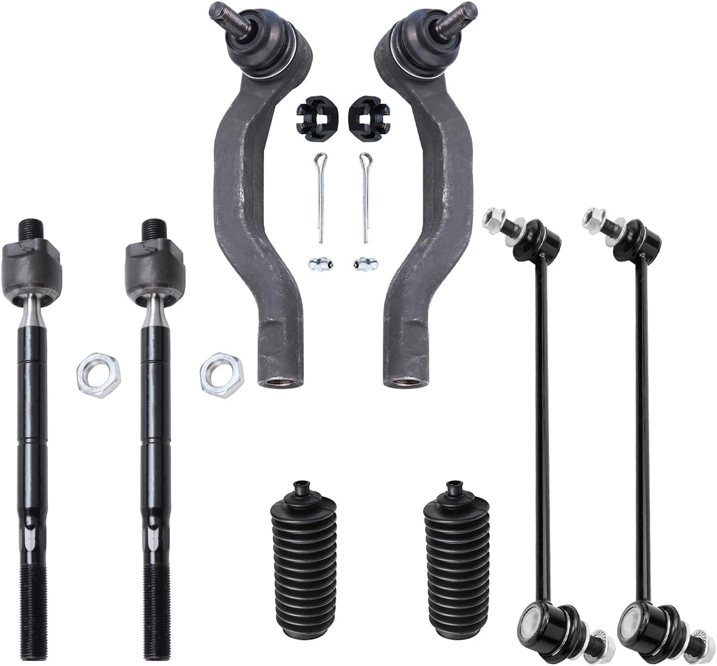 Detroit Axle - Front Suspension Kit for Toyota 2006-2018 RAV4, 2 Sway Bar End Links 4 Outer Inner Tie Rod Ends 2 Boots 2007 2008 2009 2010 2011 2012 2013 2014 2015 2016 2017 Replacement