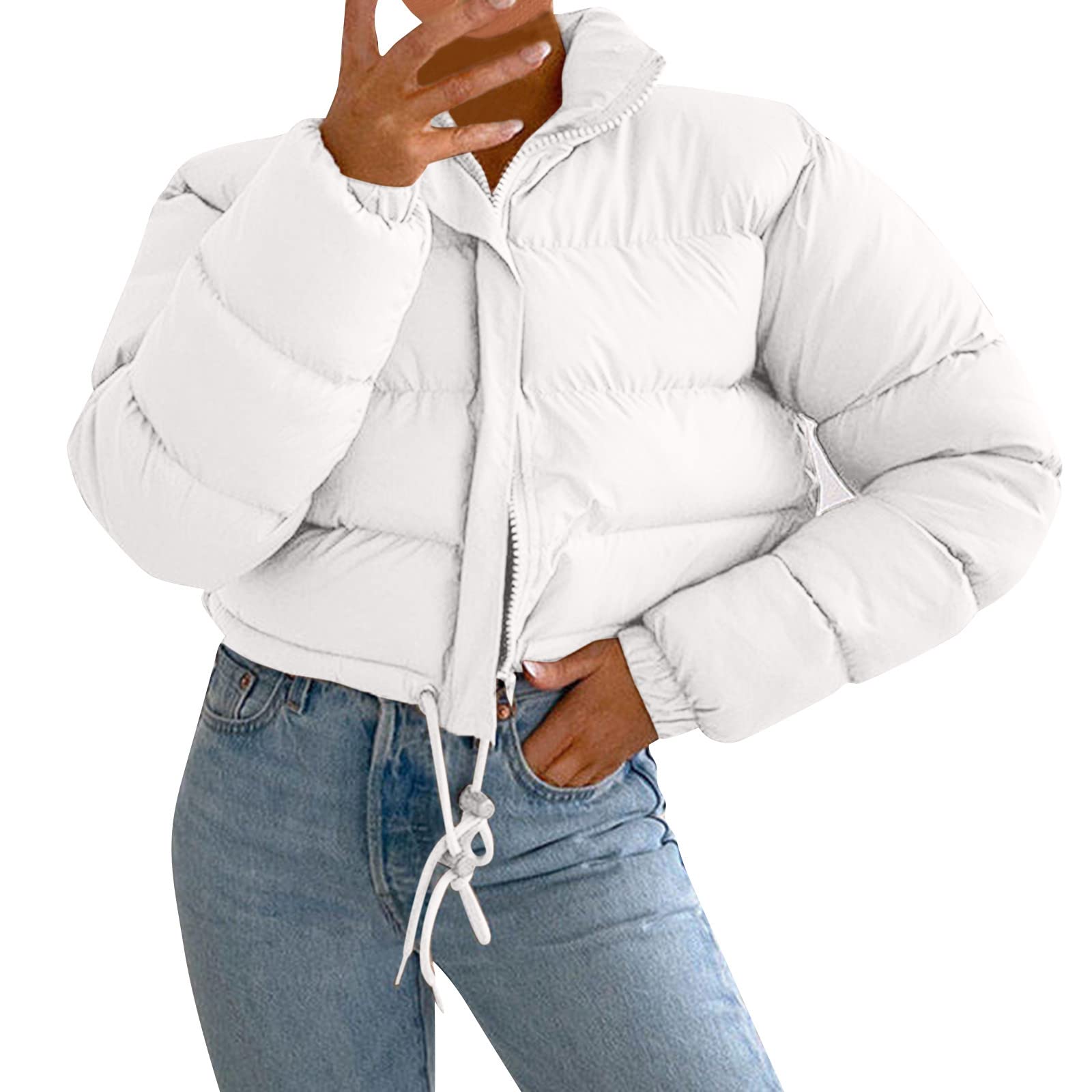 Cappotto in Cotone per Donna Autunno E Inverno A Maniche Lunghe con Coulisse Vita Cappotti Corti Firmati Giacca Leggera Vento Abbigliamento Invernale Piumino Mezza Stagione Lungo da 100