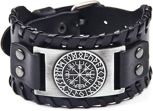 Miniatura 3 de TURTLEDOVE Pulseras vikingas de 2 piezas - Lobo vikingo Fenrir - Amuleto escandinavo de Vegvisir nórdico