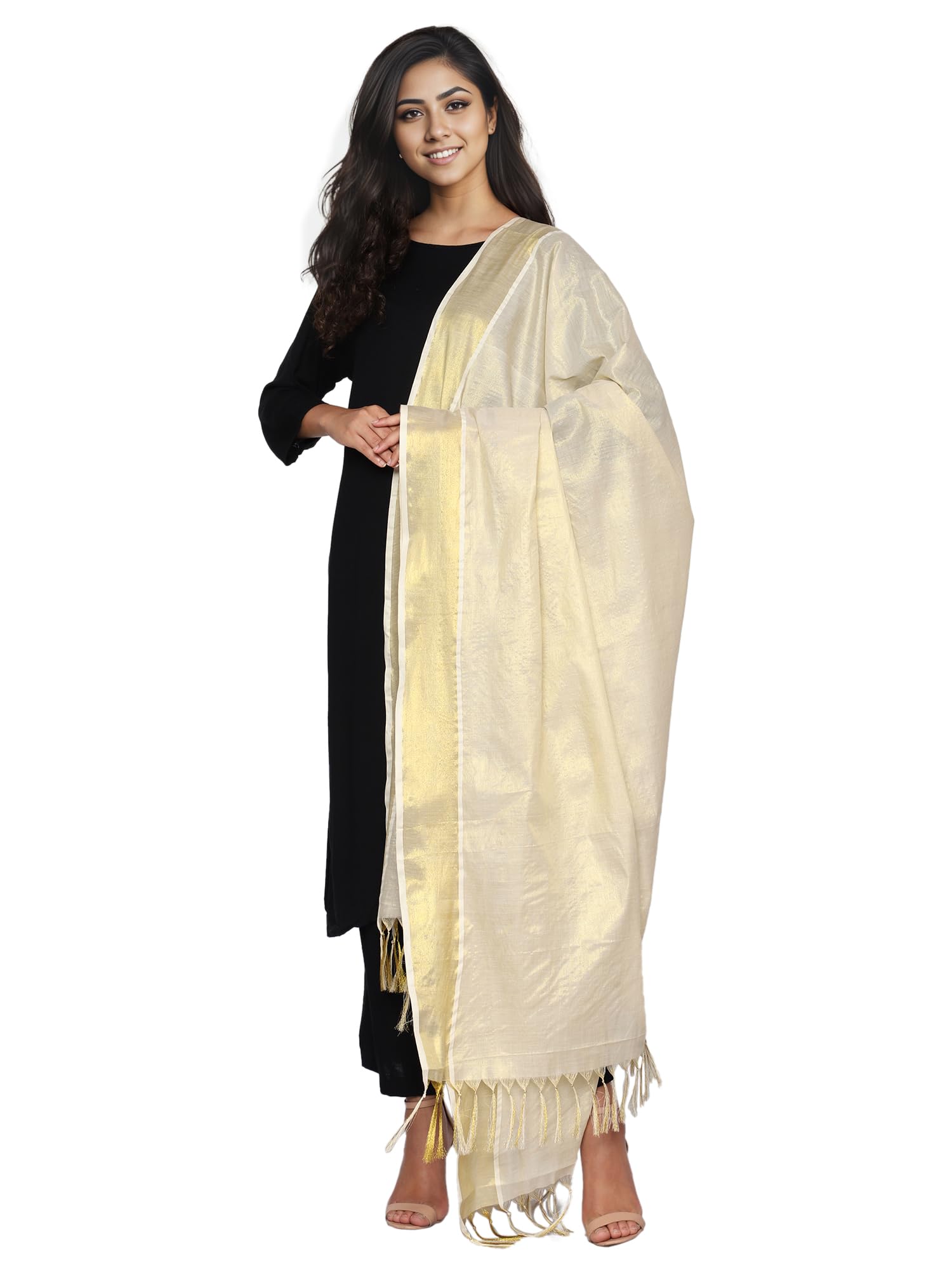 Women's Off White Cotton Dupatta
