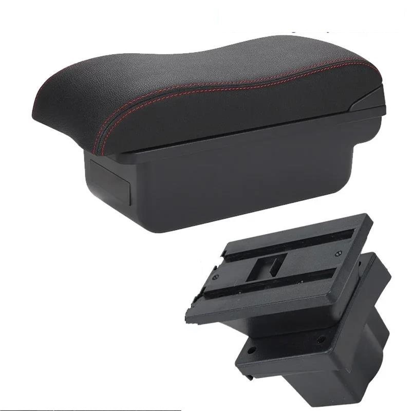 Hjkdsz C1 Black Red For Skoda For Octavia For Yeti Mk2 A5 Car Armrest Curved Box Surface Dedicated Storage Compartment Accessories(C1 Black Red)