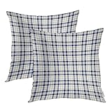 Batmerry Blue Buffalo Celtic Color Plaid Throw Pillow Covers,Gray Buffalo Checkered Decorative Pillow Covers Digital Printing Blended Fabric for Couch Sofa Bed Invisible Zipper 22X22 in