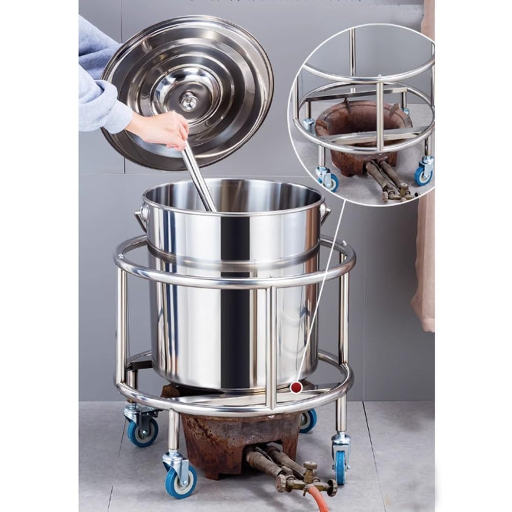 Generisch Topfständer, Suppentopfständer, mobiler Hochleistungs-Induktionstopf, Suppentopf auf Rädern, Edelstahl-Milchfassständer für Kantinenrestaurants (Farbe: Silber, Größe: 45 cm)