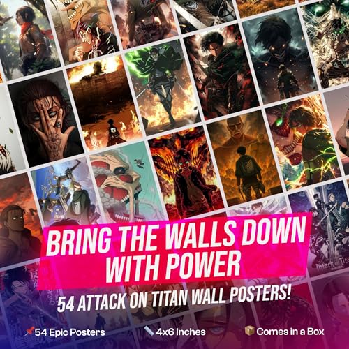 Image of Attack on Titan Poster Collage Set of 54 (4x6 Inch) - Wall Art Featuring Eren, Levi, Mikasa & More | Aesthetic Anime Decor for Bedrooms, Dorms, Study Rooms & Anime Fan Gifts