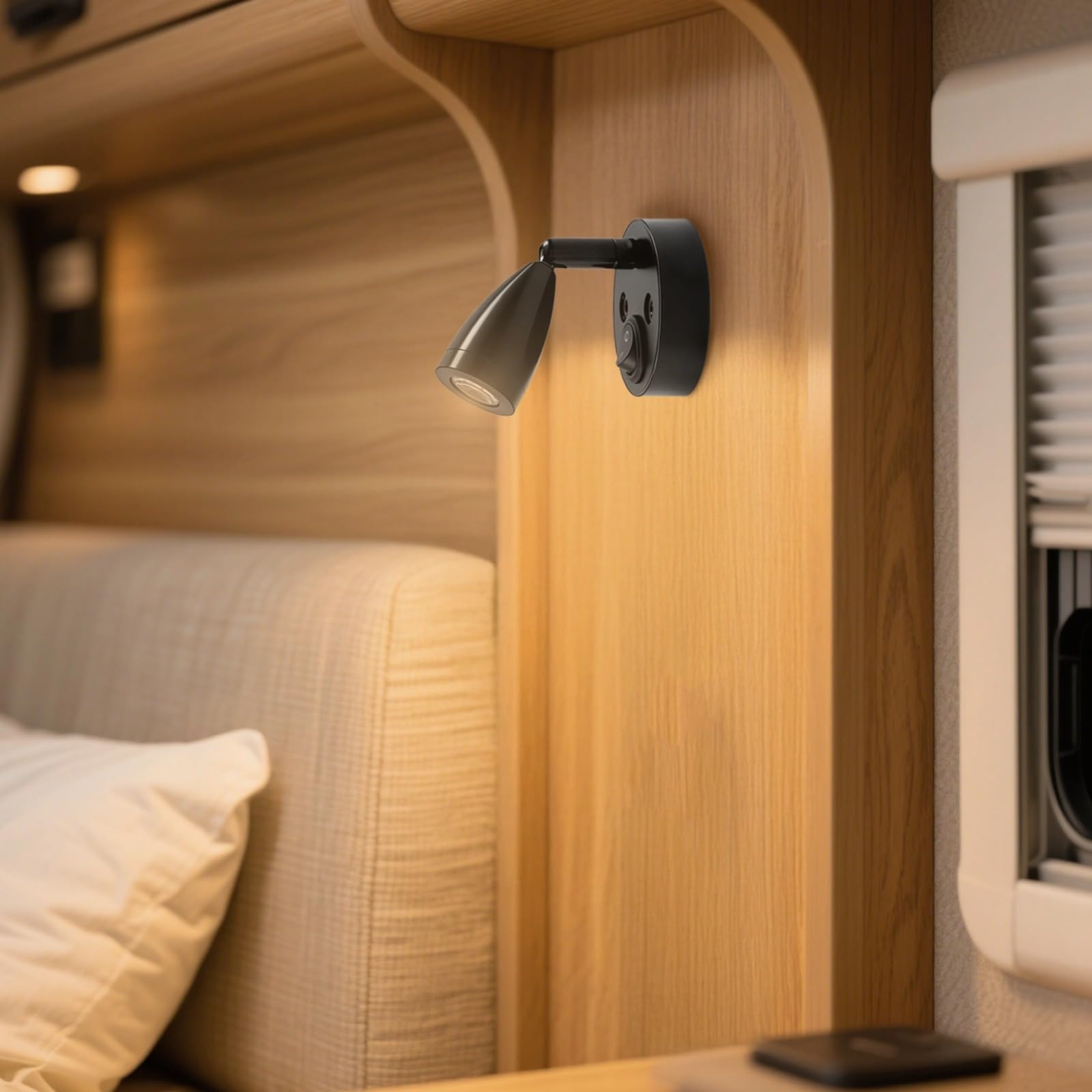 PONDON Lot de 2 lampes de lecture LED pour camping-car, 12–24 V avec USB, blanc chaud 3000 K, col réglable, éclairage intérieur pour bateau, camionnette, yacht
