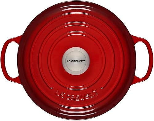 Miniatura 6 de Le Creuset Juego completo de 8 piezas de hierro fundido esmaltado multiusos con pomos de SS gres y sartén antiadherente endurecido color Cerise