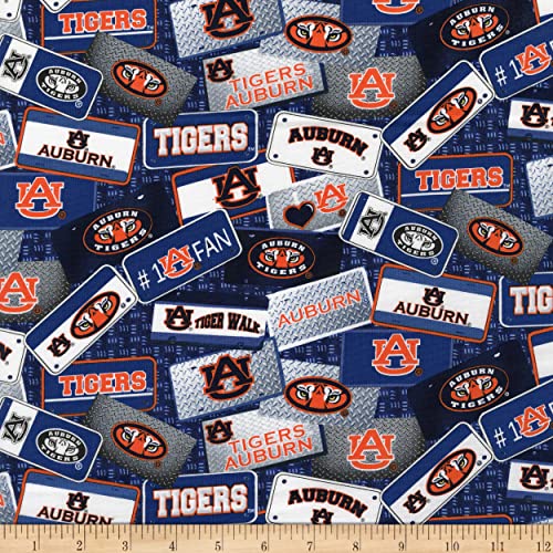 Sykel Enterprises NCAA Auburn Tigers License Plate Cotton Fabric, Multi Yard