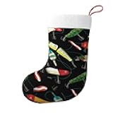 JEKYDOSD Christmas Stocking Print Fishing Lure Stockings Decorations for Family Holiday Xmas Party Decor