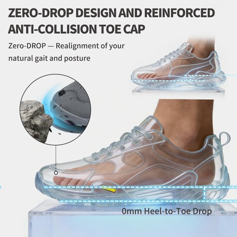 Barefoot Shoes Men Cross Trainer Sneakers Wide Toe Box Minimalist Training Shoes Zero Drop Tennis Ground Feel for Gym Workout Lifting Trail Running Outdoor Hiking Climbing Work Walking Travel Sports