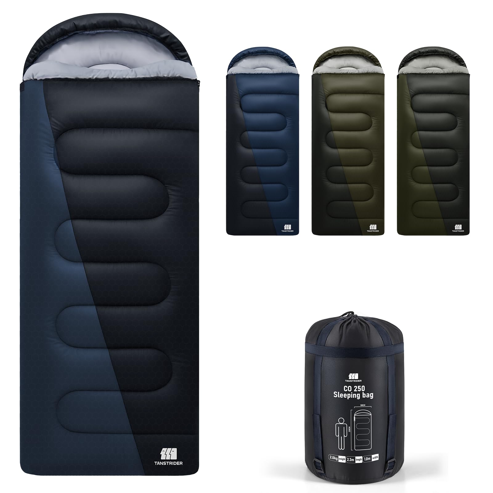 TANSTRIDER XXL Sleeping Bags for Adults Warm Weather,Camping Sleeping Bag for Kids with Compression Sack,4 Season Camping Essentials Gear for Hiking,