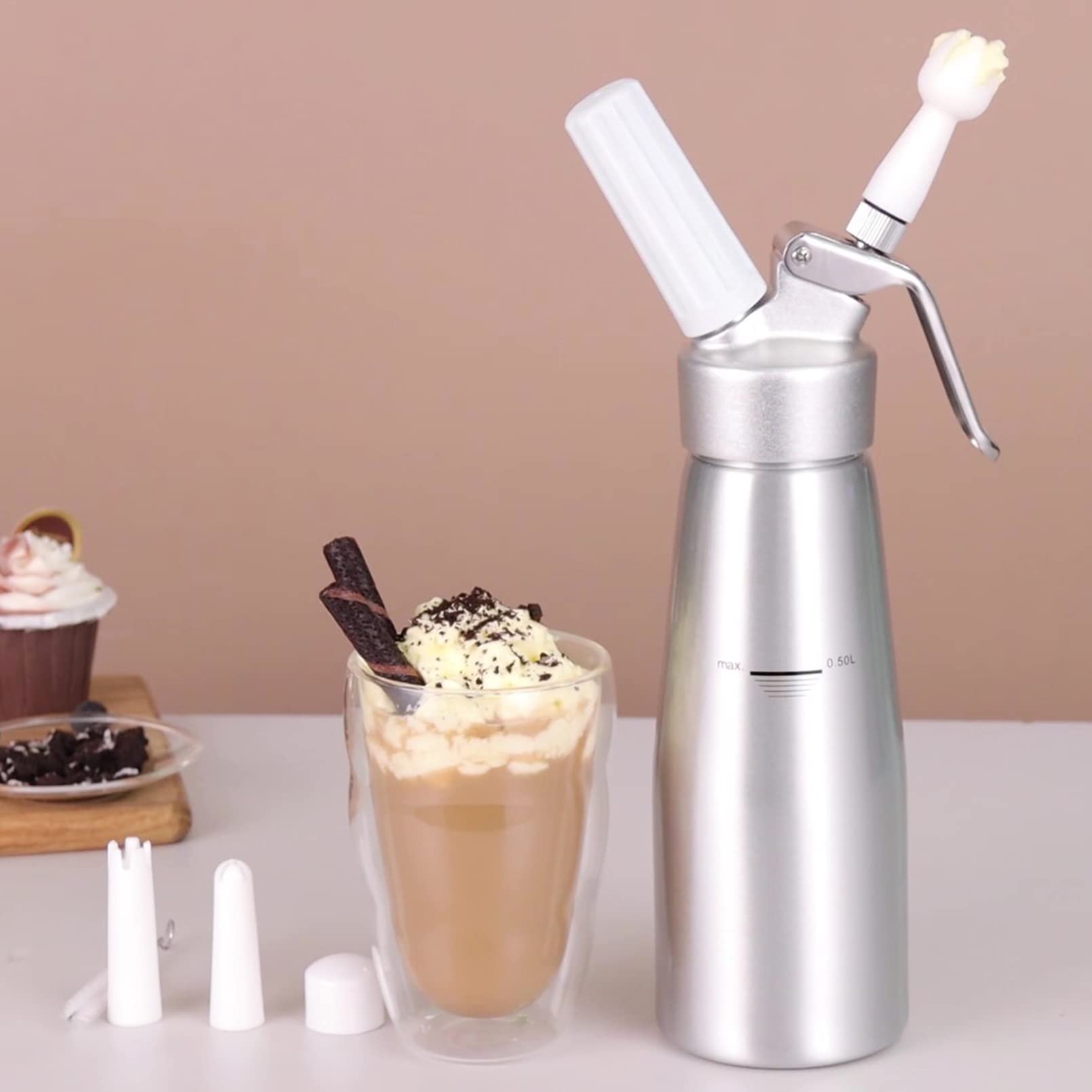 Buy Sivaphe Manual Whipped Cream Dispenser Aluminum 500ML/1 Pint Cream