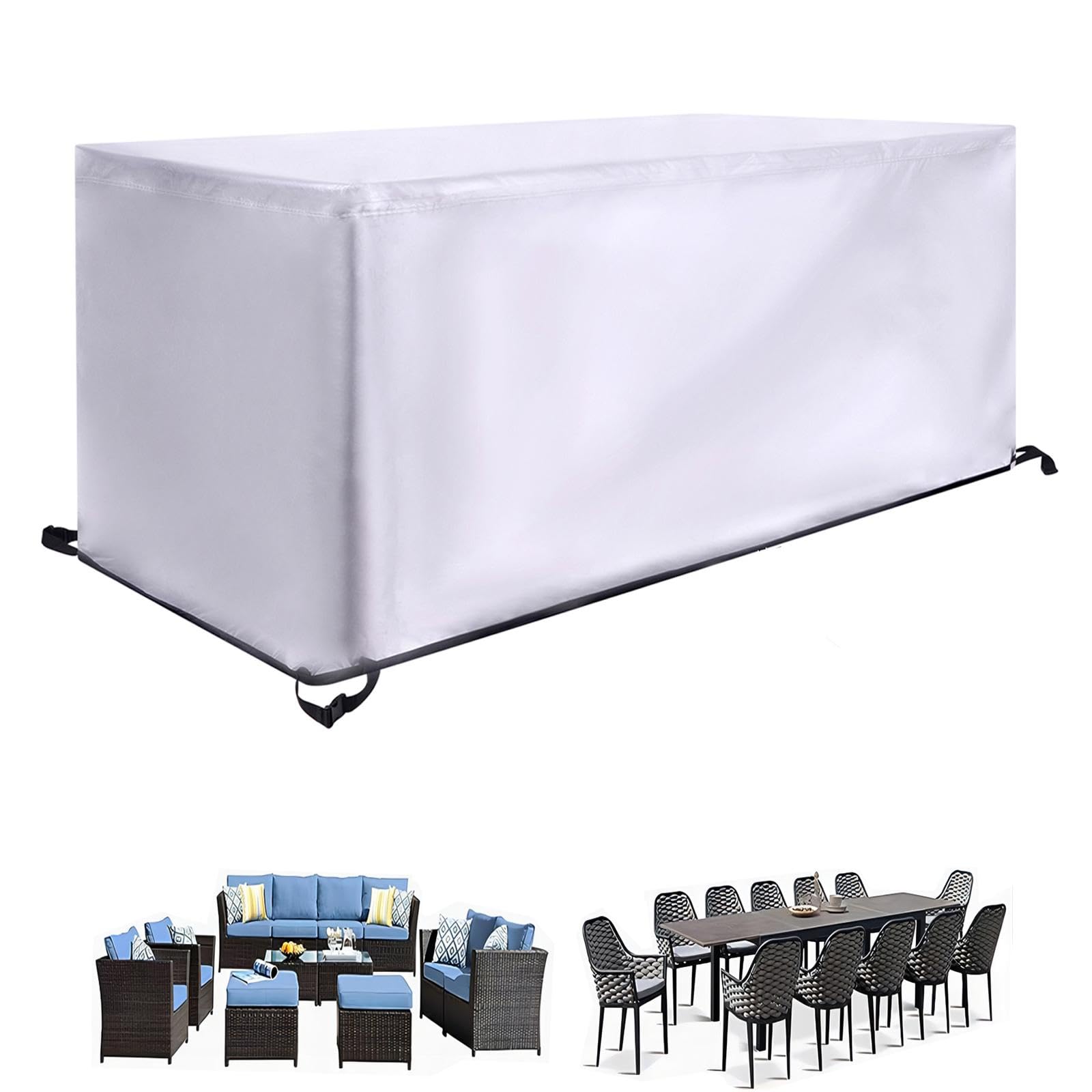 Outdoor Furniture Covers Waterproof, 223x143x65cm Heavy Duty Oxford Fabric Garden Furniture Covers Waterproof Garden Table Covers Waterproof Rectangular Garden Storage Cover Garden Chairs Cover