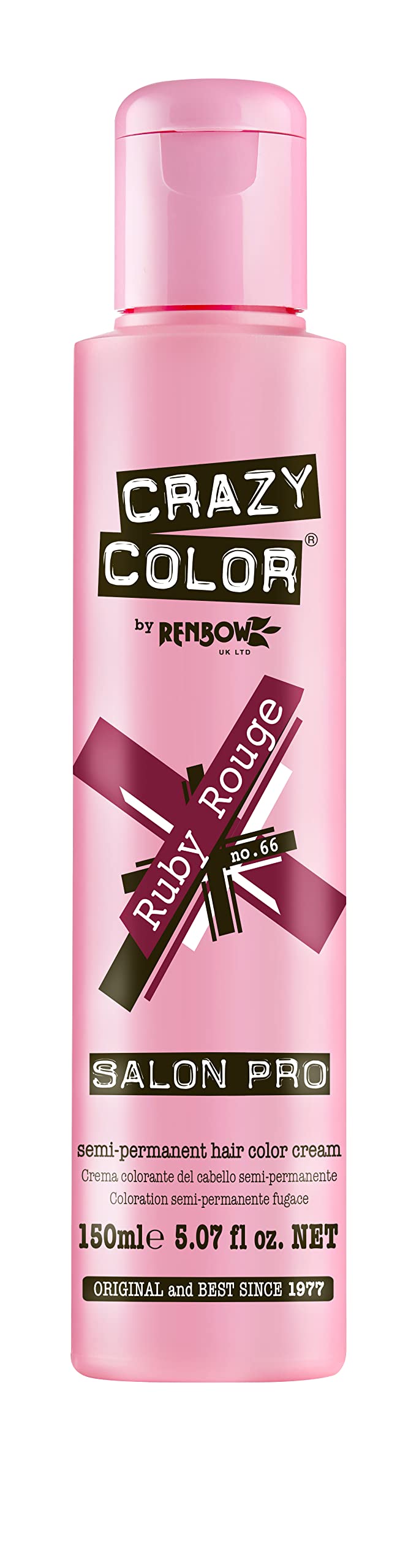 Crazy Colors by Renbow RUBY ROUGE no. 66 Salon PRO | Semi-Permanent Hair Color Cream 5.7 fl oz (Pack of 2)