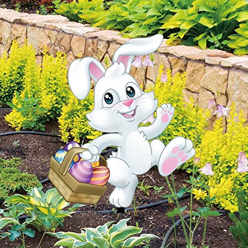 Easter Yard Signs, Cute Bunnies Outdoor Lawn Yard Signs With Stakes Decorations For Easter Party Spring Patio Lawn Supplies Lawn Garden Decor (E) #TOP3