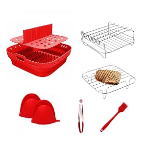 Air Fryers Baking Tray Silicone Divider Pads Silicone Air Fryers Basket Grilling Rack Air Fryers Bowl for Baking