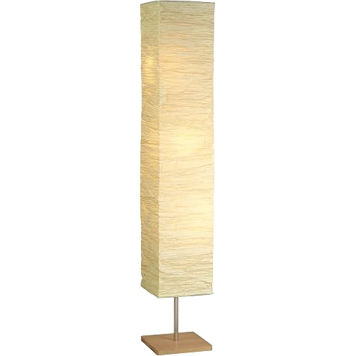 Adesso 3-Light Floor Lamp, Natural Wood & Beige, Adjustable, 58”