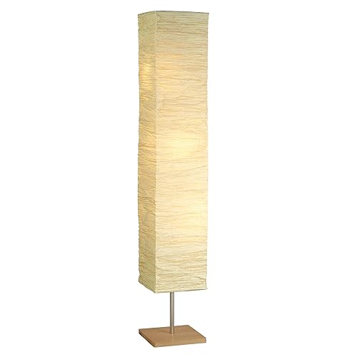 Adesso Three Light Floor Lamp – Natural Wood Base &