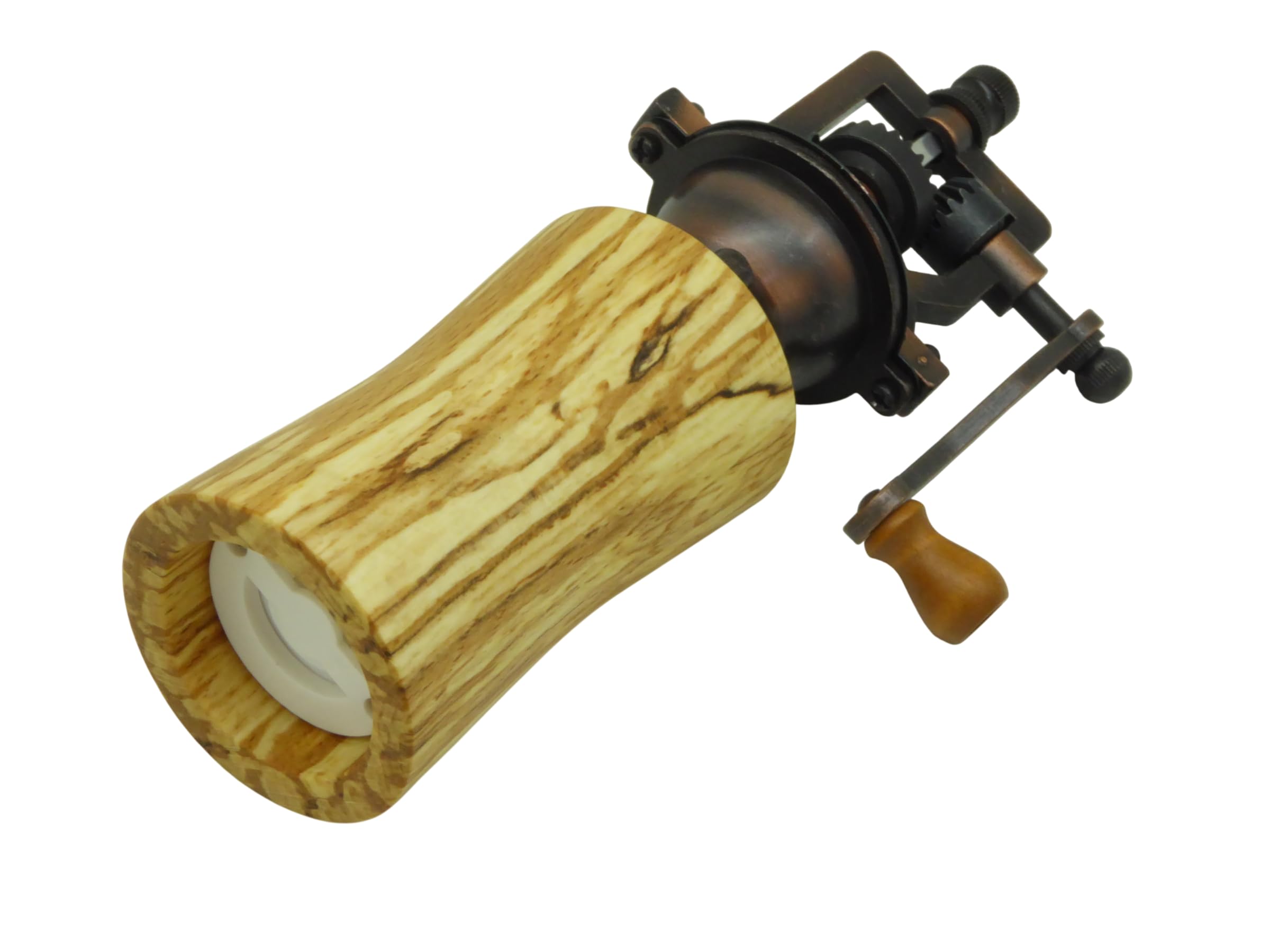 Holz Pfeffermühle Nostalgie handgemacht aus Edelhölzern | handgedrechselt | mit Kurbel | Gewürzmühle | Unikate | tolle Geschenkidee (Buche gestockt)