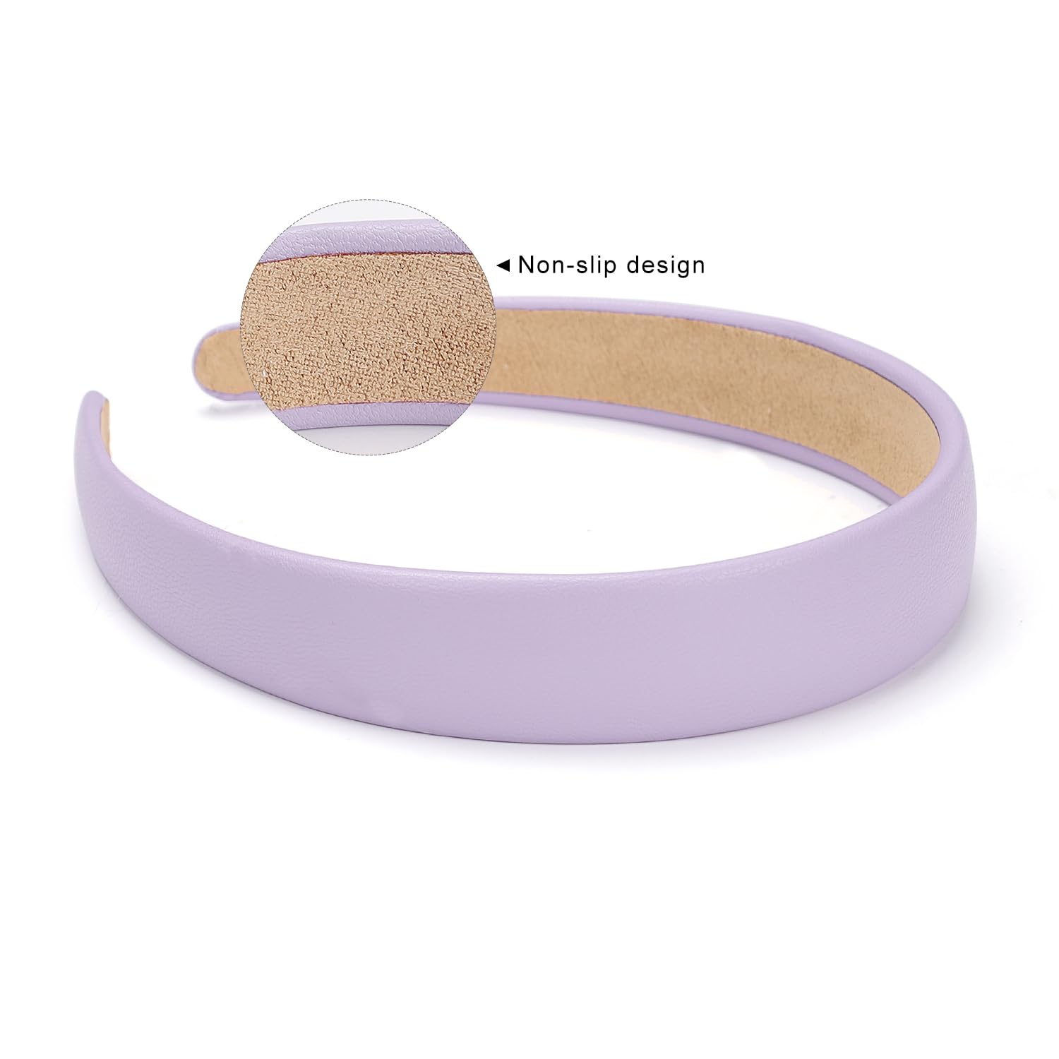 WantGor 1 Inch PU Leather Headband, Wide Padded Hairband Fashion Hair Bands Cute Womens Headbands Holiday DIY Hair Accessories (Purple) - Image 4