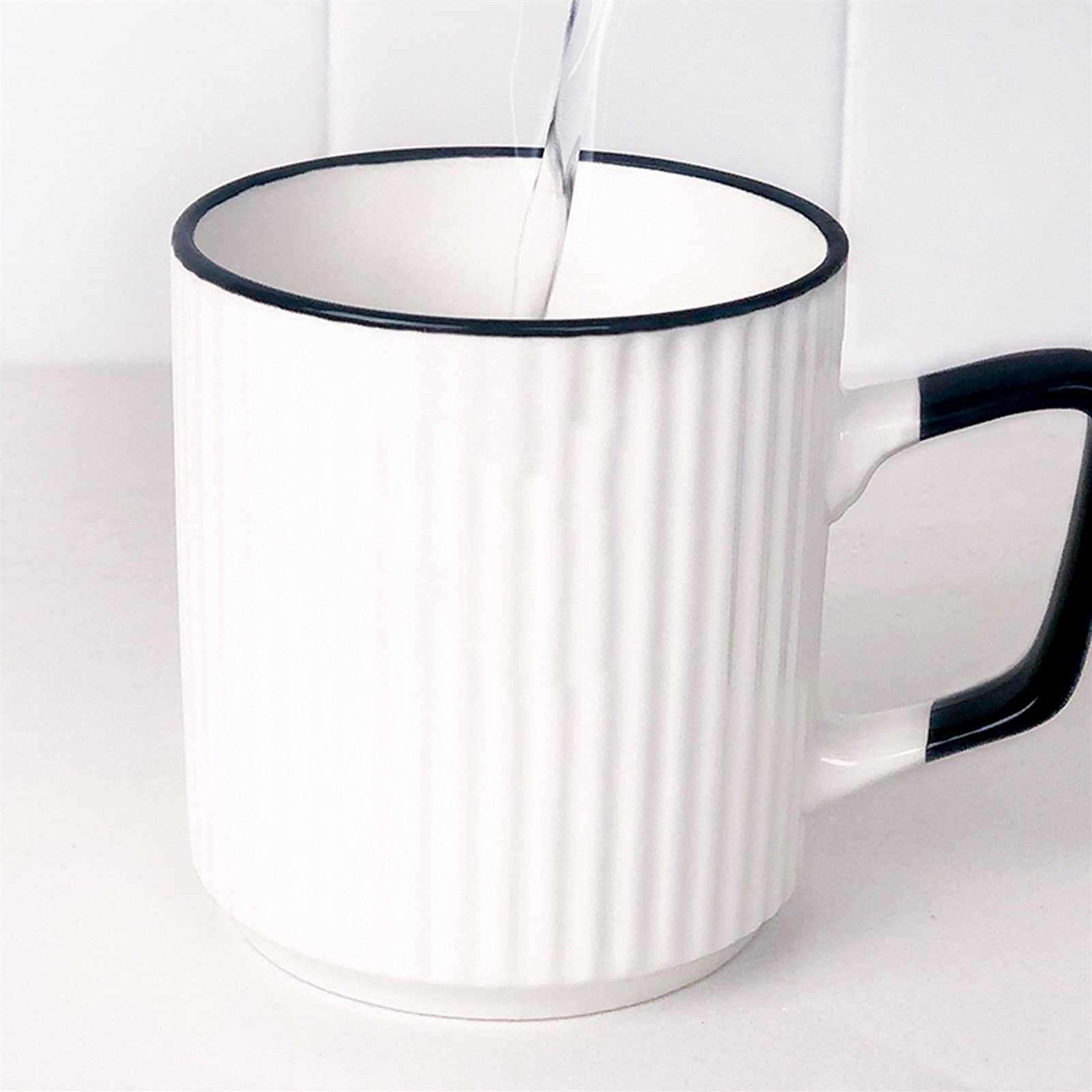 Kubek do kawy, filiżanka do herbaty kreatywny ceramiczny kubek śniadaniowy 13,5 uncji kubek na wodę z łyżeczką może być używany do przechowywania płatków owsianych i mleka