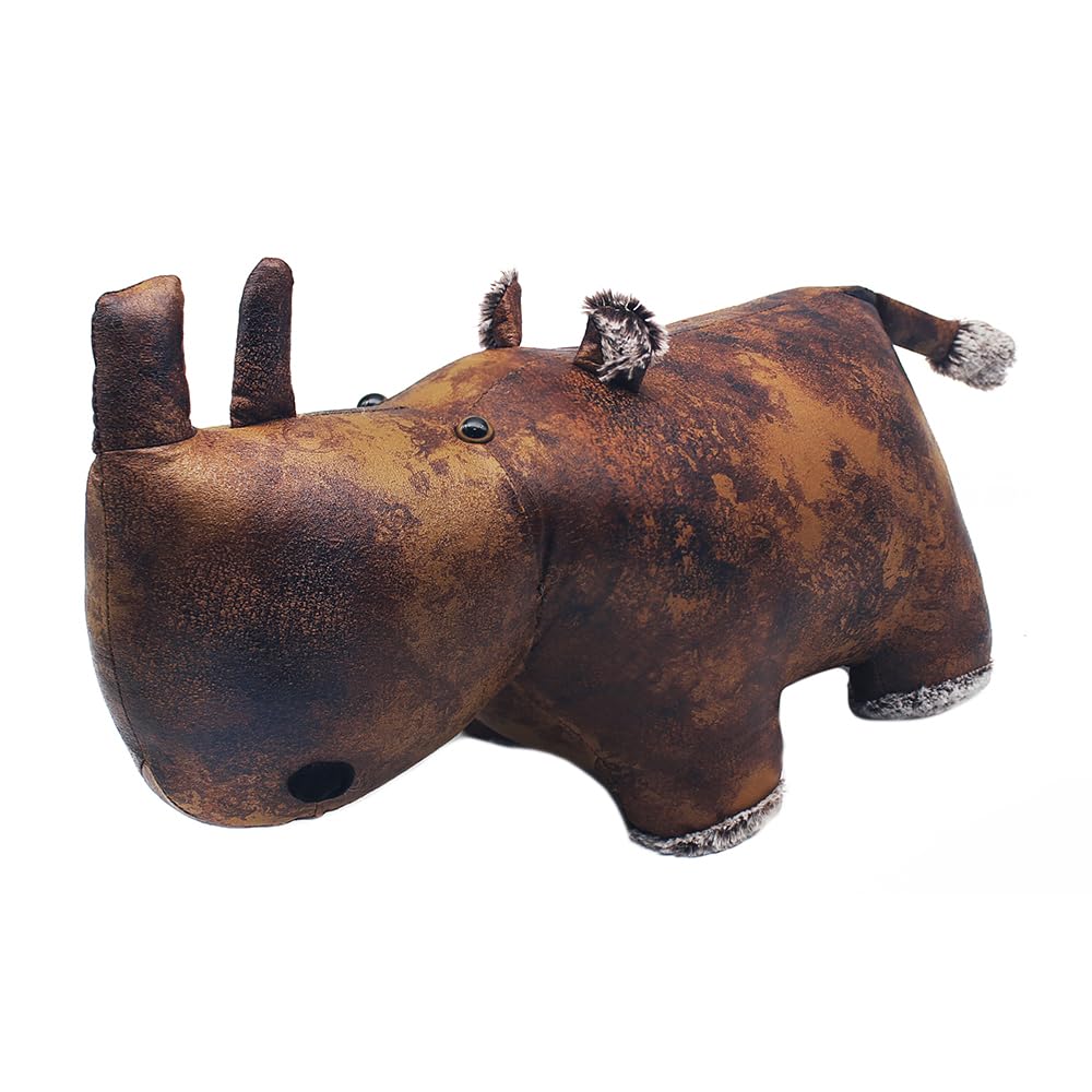 Tamersgifts Brown Rhino Doorstop Assorted Doorstop Door Stop Stopper Filled Heavy Doorstop Faux Leather Novelty Wedge (Brown Rhino Doorstop)