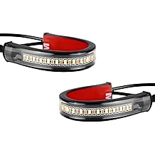 2PCS Motorcycle LED Turn Signal Light, Flexible Switchback Dual-Color DRL Daytime Running Light, Waterproof Adjustable LED Fork Turn Signal Blinkers Strip for Motorbike