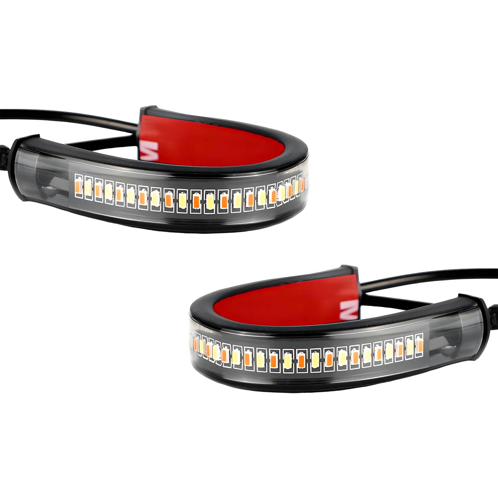 2PCS Motorcycle LED Turn Signal Light, Flexible Switchback Dual-Color DRL Daytime Running Light, Waterproof Adjustable LED Fork Turn Signal Blinkers Strip for Motorbike