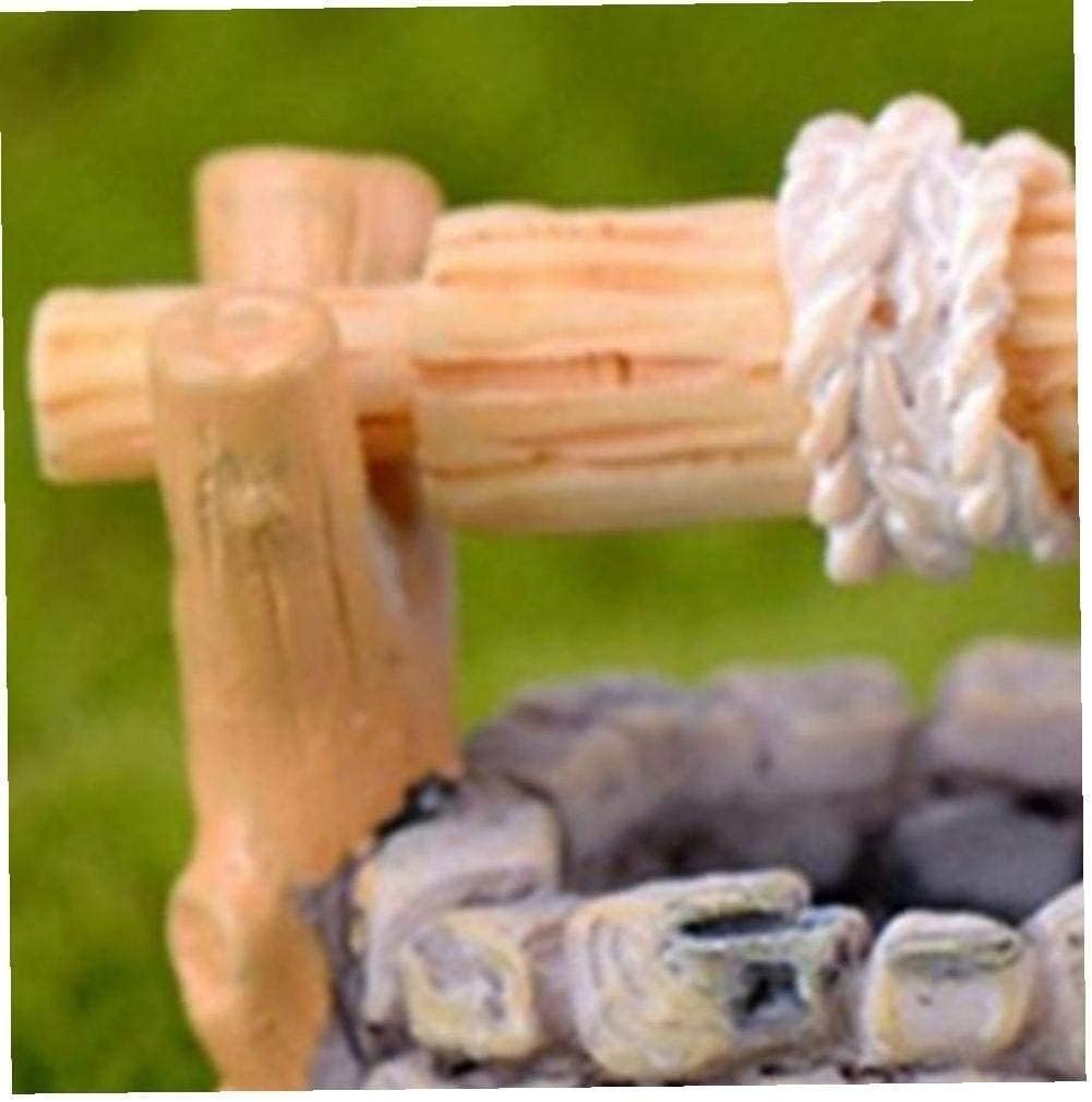 Haohaiblooms Miniature Water Well Garden Ornament - Resin Fairy Garden Décor, DIY Miniature Pool with Movable Handle & Bucket, Stone Well for Dollhouse, Garden Gnomes, 3.9x2.8cm