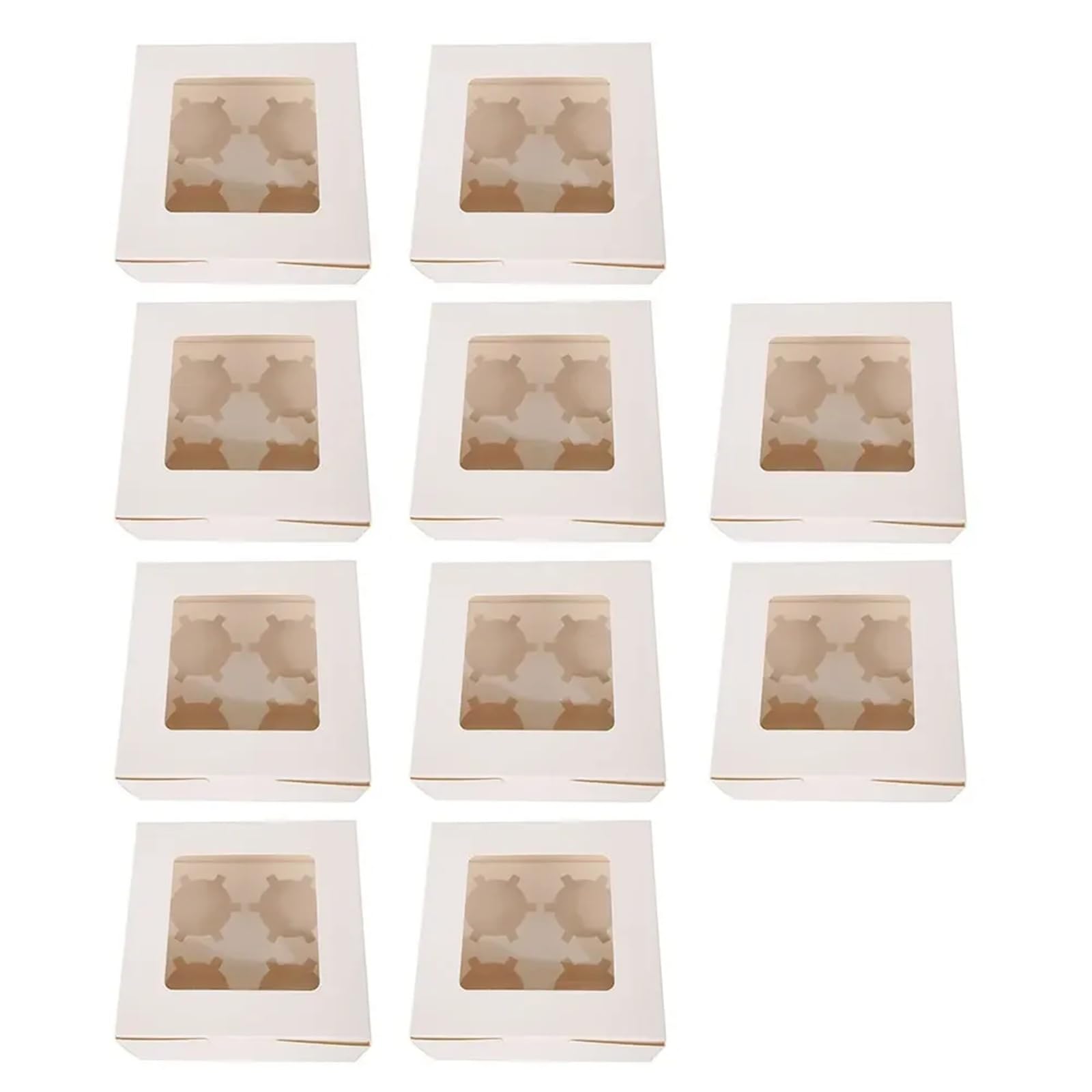 HKYBCF Cake packaging box Cake Boxes With Clear Window Cupcake Carrier Inserts Muffin Holiday Holder For Bakeries for Wedding(10pcs 4grid)