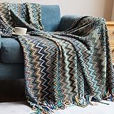 KLEVERISE Throw Blankets Cashmere Touch Knitted Tassel Blankets, Reversible Outdoor Soft Cozy Lightw