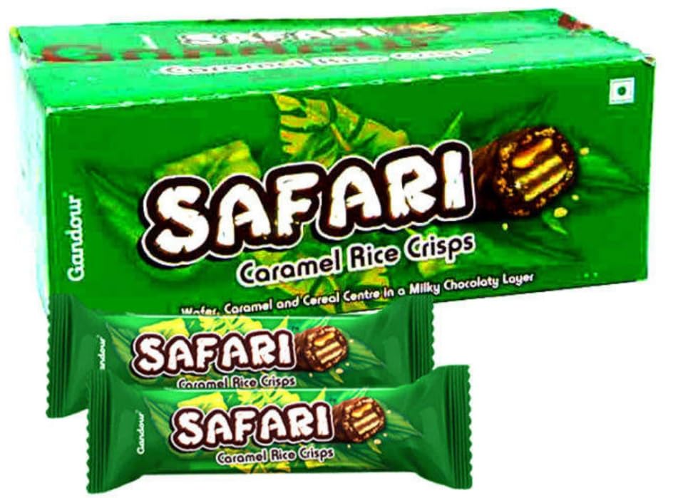 Gandour Safari Chocolate Bar Wafer Caramel & Rice Cereal Covered With Milk Chocolate Utterly Delicious 12 X 32 Gram Box (B0D11TGX5H) Amazon Price History, Amazon Price Tracker