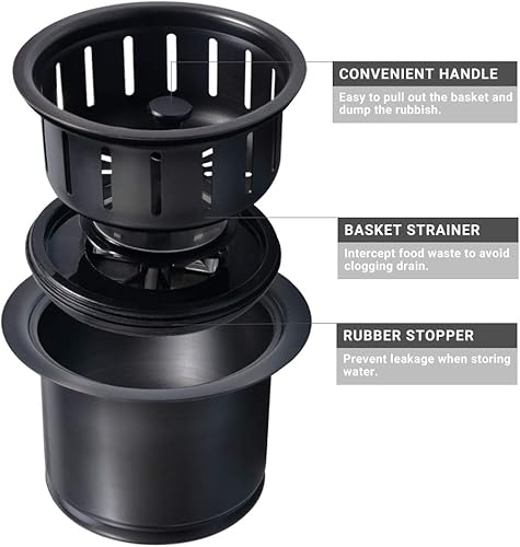 Miniatura 5 de Kit de brida extendida de acero inoxidable con colador de cesta y tapón de drenaje para desagüe estándar de fregadero de 3 12 pulgadas, brida de