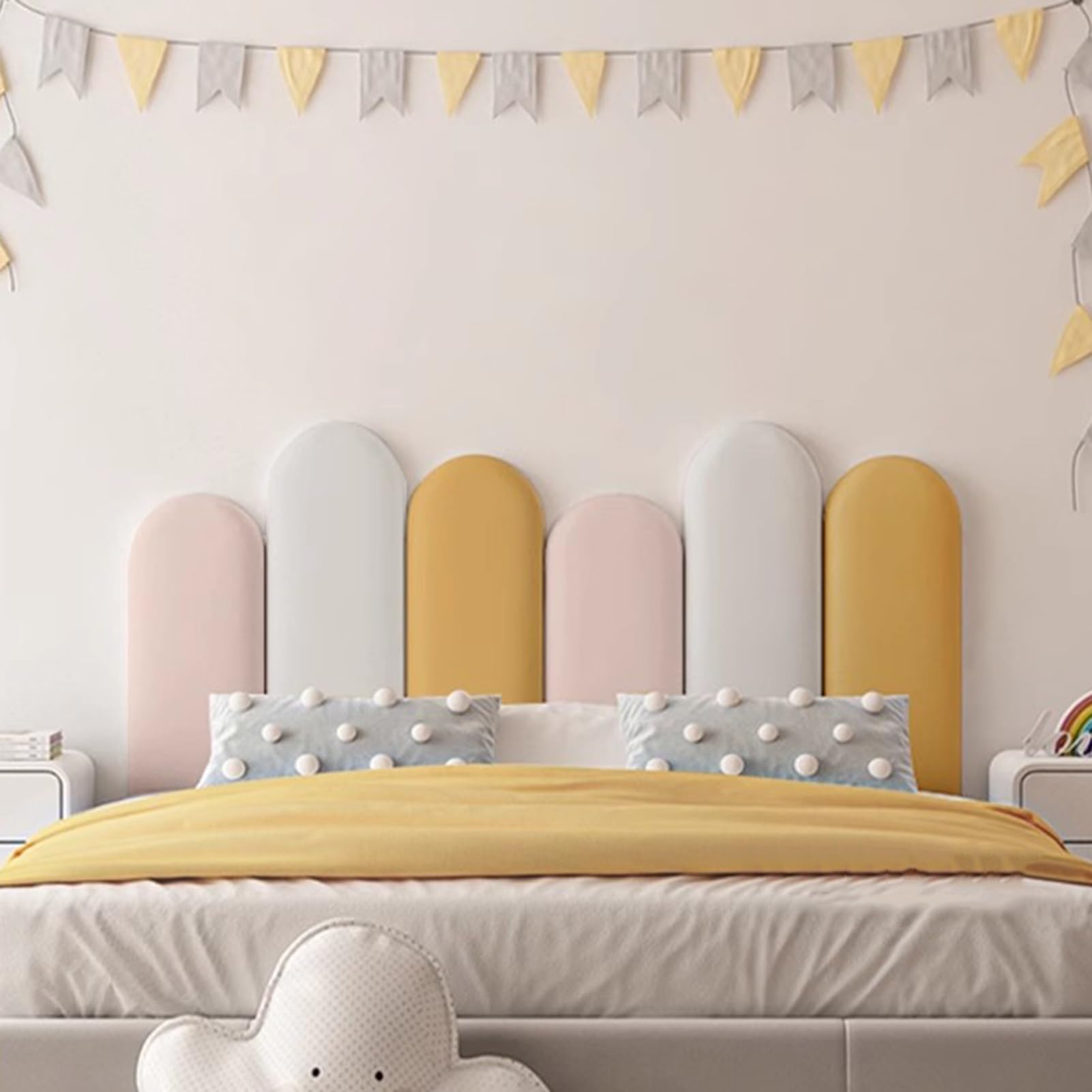 Gleedipre Simple Anti-collision Headboard Peel and stick 3D decorative wall panels Antifouling Scratch resistant Upholstered wall panels(TE01,120x55cm)