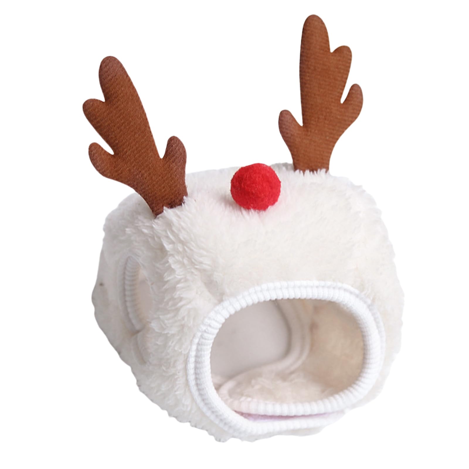 Sehuby White Hat Antlers Fun Headwear,Reindeer Christmas Tree Headwear Hat For Pet Decorations Reindeer Star Pompoms Christmas Dog Headwear Photo Props