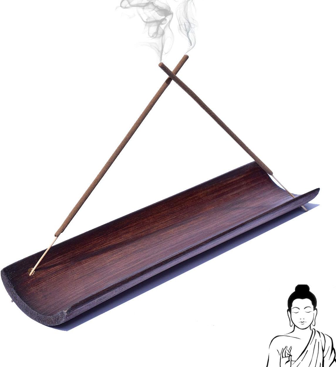 Bamboo Incense Holder - Best No-Mess Incense Burner Perfect for Home Decorations - Double Incense Stick Holder for Extra Aroma and Mixing Scents - Unique Insence Burner Holder